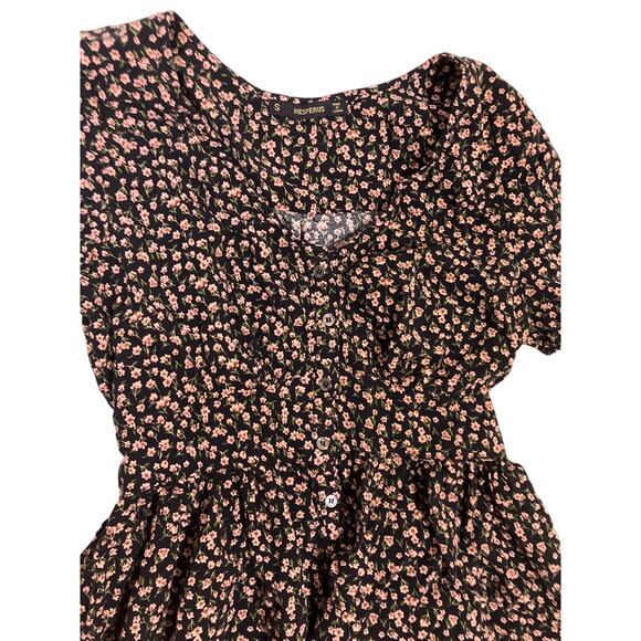 Hesperus Black Floral Puff Sleeve Maxi Dress Small Cottagecore Boho Prairie - Picture 2 of 5